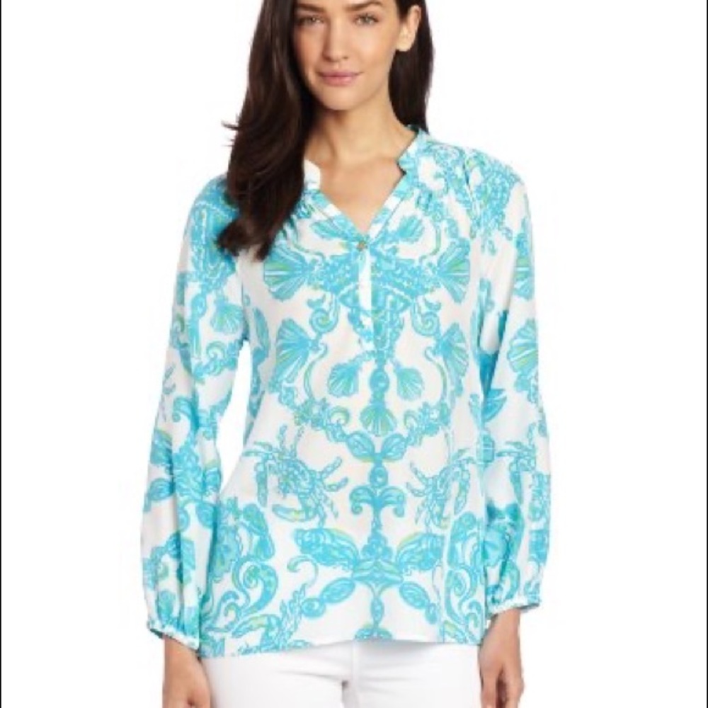 Lilly Pulitzer Silk Elsa Blouse in Gold Digger